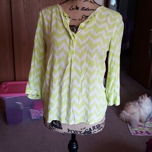 Neon yellow chevron shirt. Like New. Small